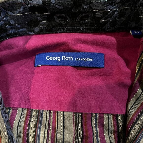 GEORG ROTH Los Angeles Fuchsia Striped Men's Shirt Contrast Collar & Cuffs Sz M - Picture 7 of 12